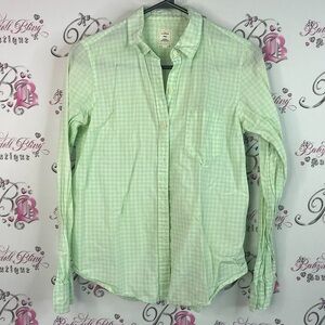 GAP button down gingham picnic Light Green Checkered Casual Shirt